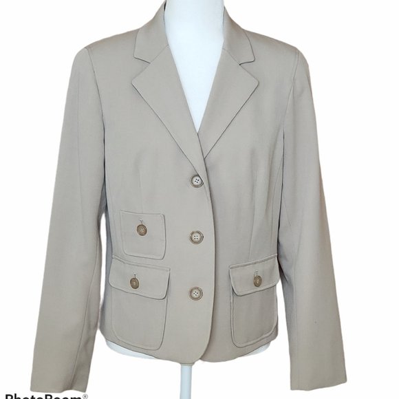 Tailored Soft Camel/Beige 3 Button BlazerJacket Fully Lined Size 10 - Picture 1 of 7